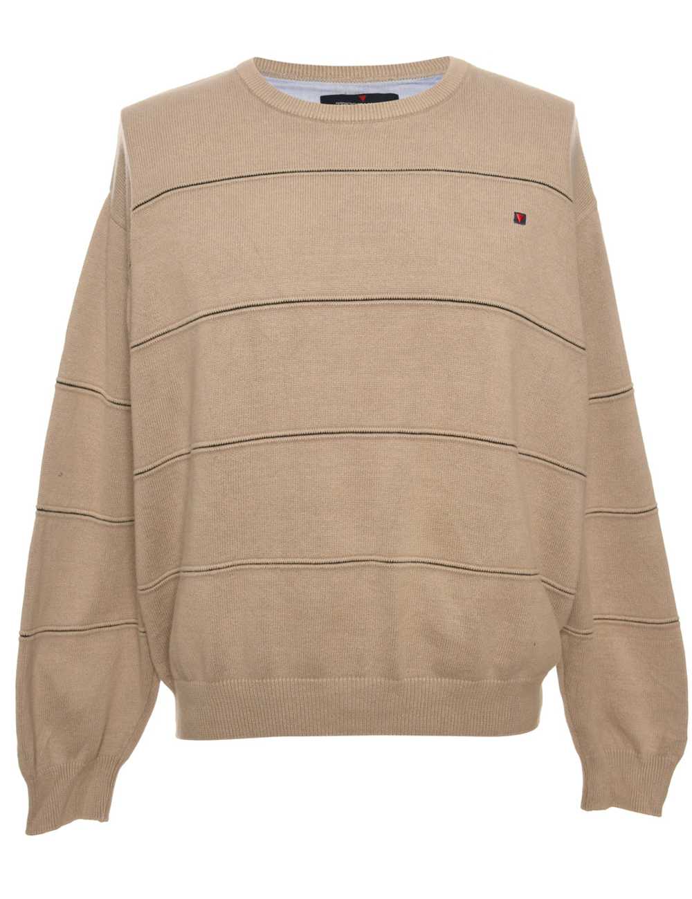 Patterned Beige Jumper - M - image 1