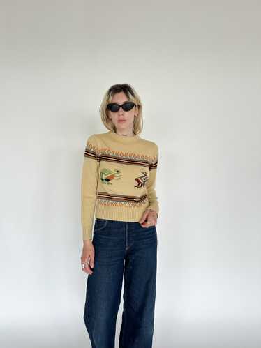 1970s Embroidered Acrylic Sweater