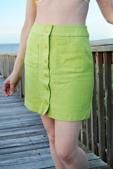 1990s Vintage Lime Green Skirt - Sm