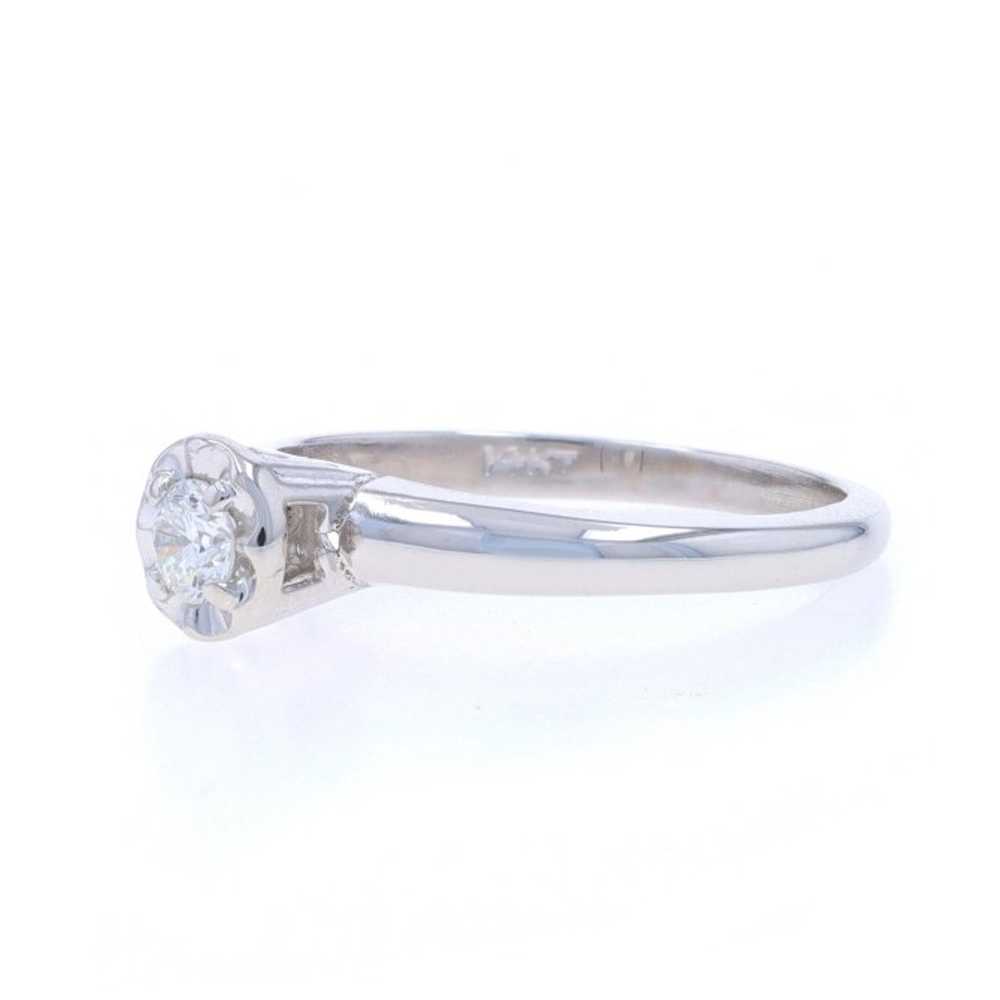 White Gold Diamond Vintage Solitaire Engagement R… - image 3
