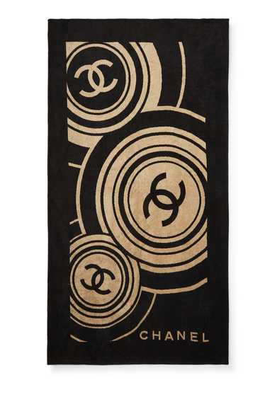 Black & Beige 'CC' Terry Cloth Beach Towel