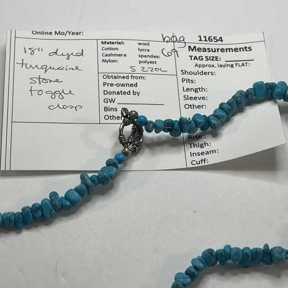 necklace Dyed turquoise blue beads stones beaded … - image 10