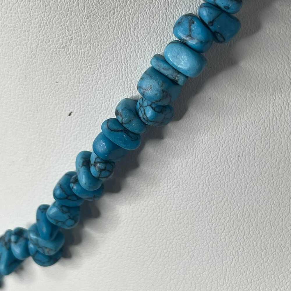 necklace Dyed turquoise blue beads stones beaded … - image 2