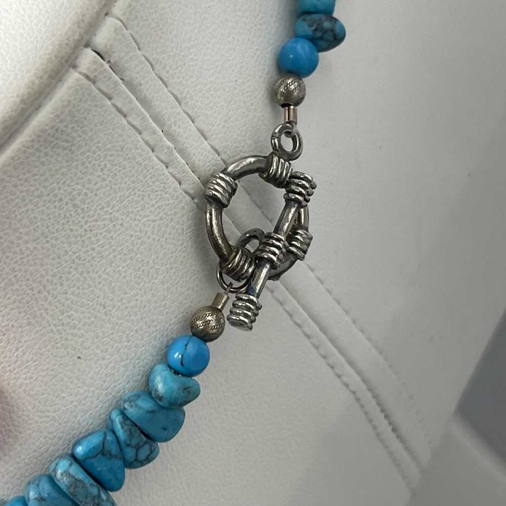 necklace Dyed turquoise blue beads stones beaded … - image 4