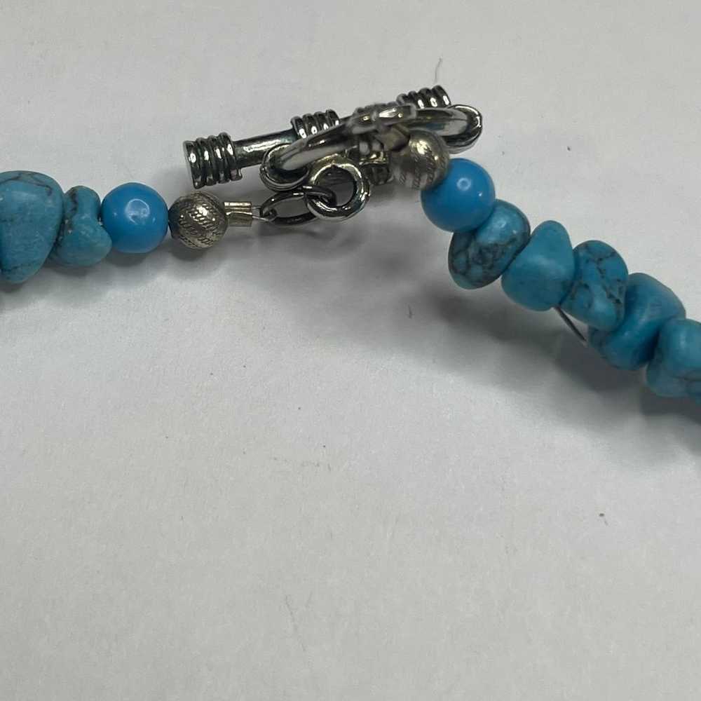 necklace Dyed turquoise blue beads stones beaded … - image 5