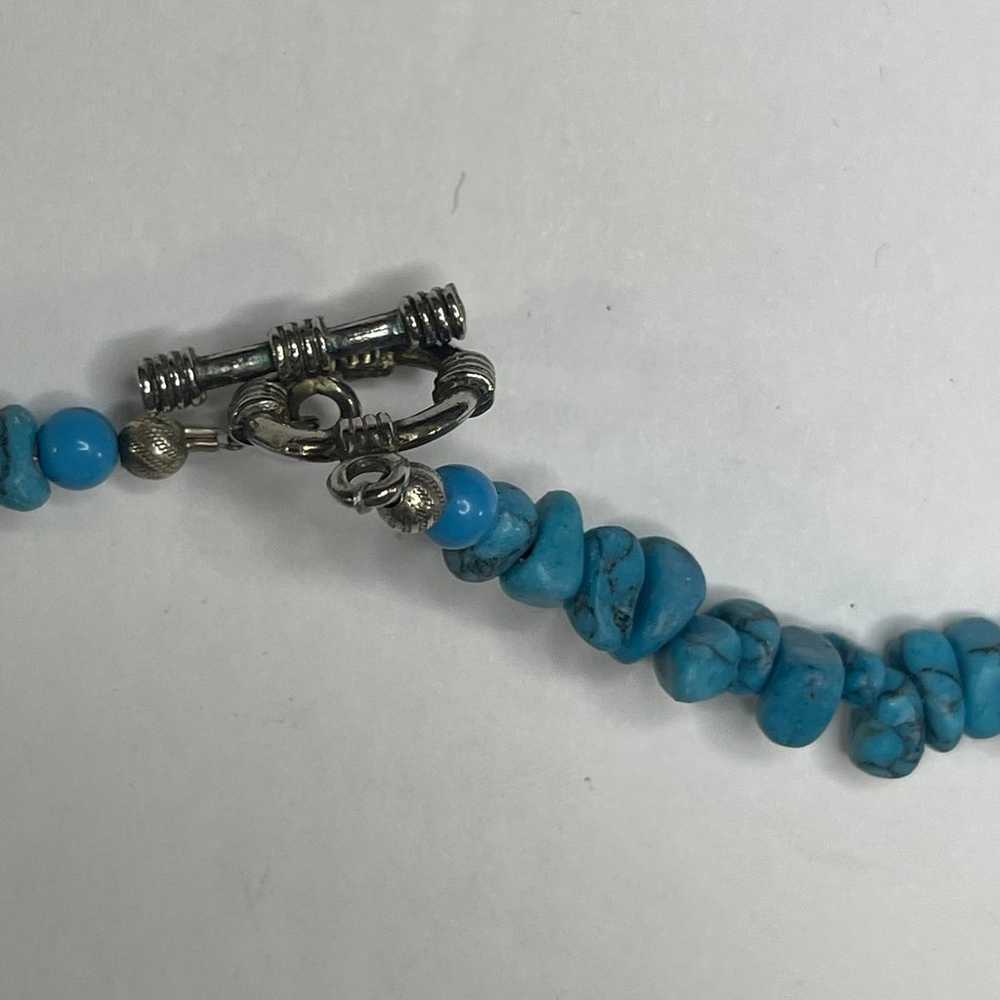 necklace Dyed turquoise blue beads stones beaded … - image 6