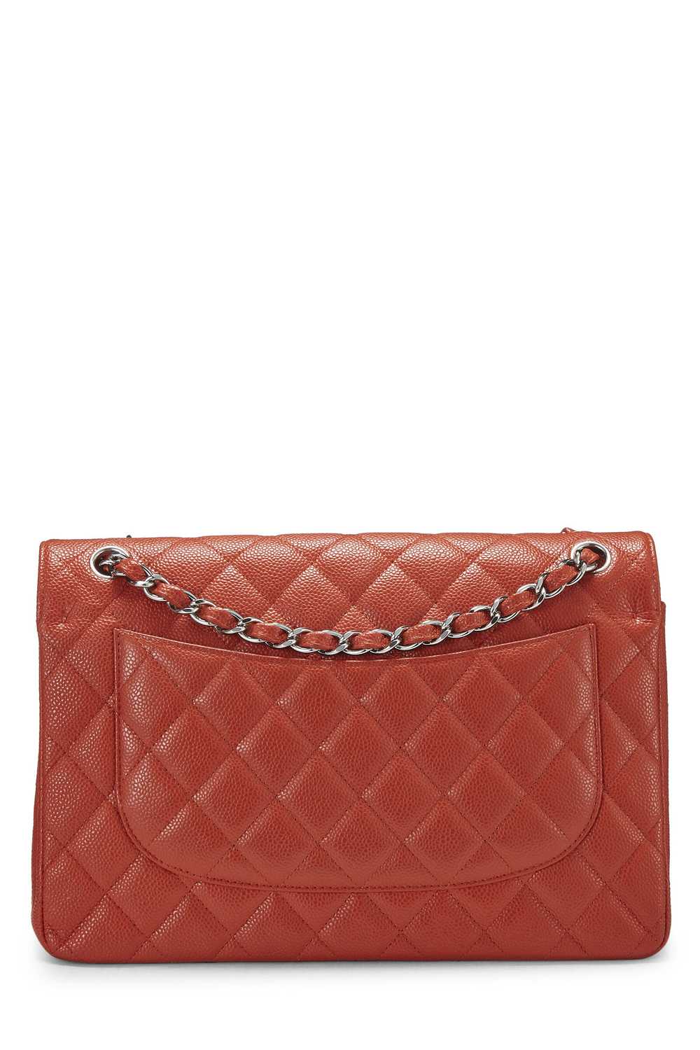 Orange Quilted Caviar New Classic Double Flap Jum… - image 4