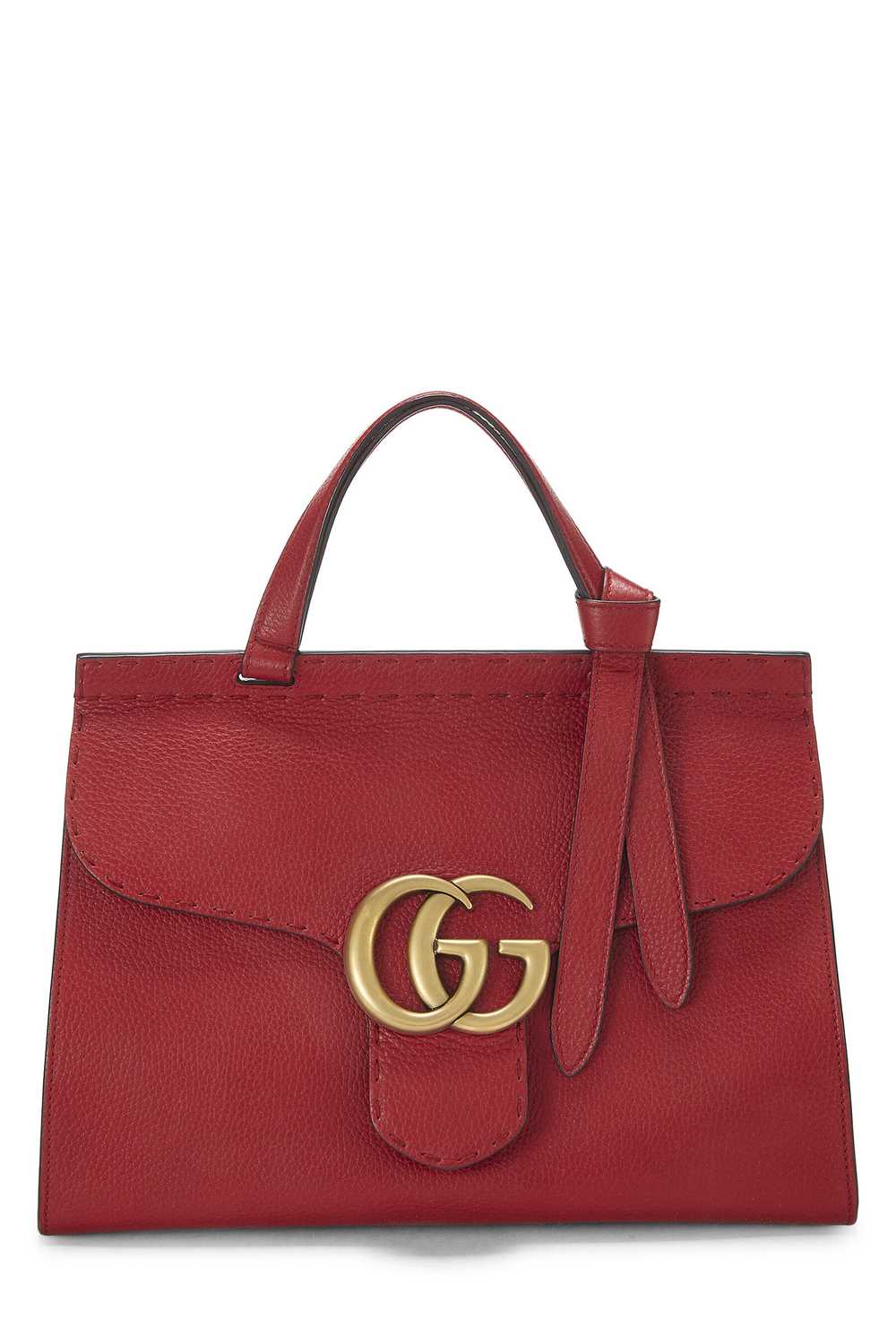Red Leather GG Marmont Top Handle Flap Bag Small - image 1