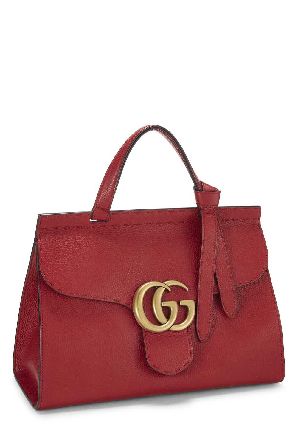 Red Leather GG Marmont Top Handle Flap Bag Small - image 2