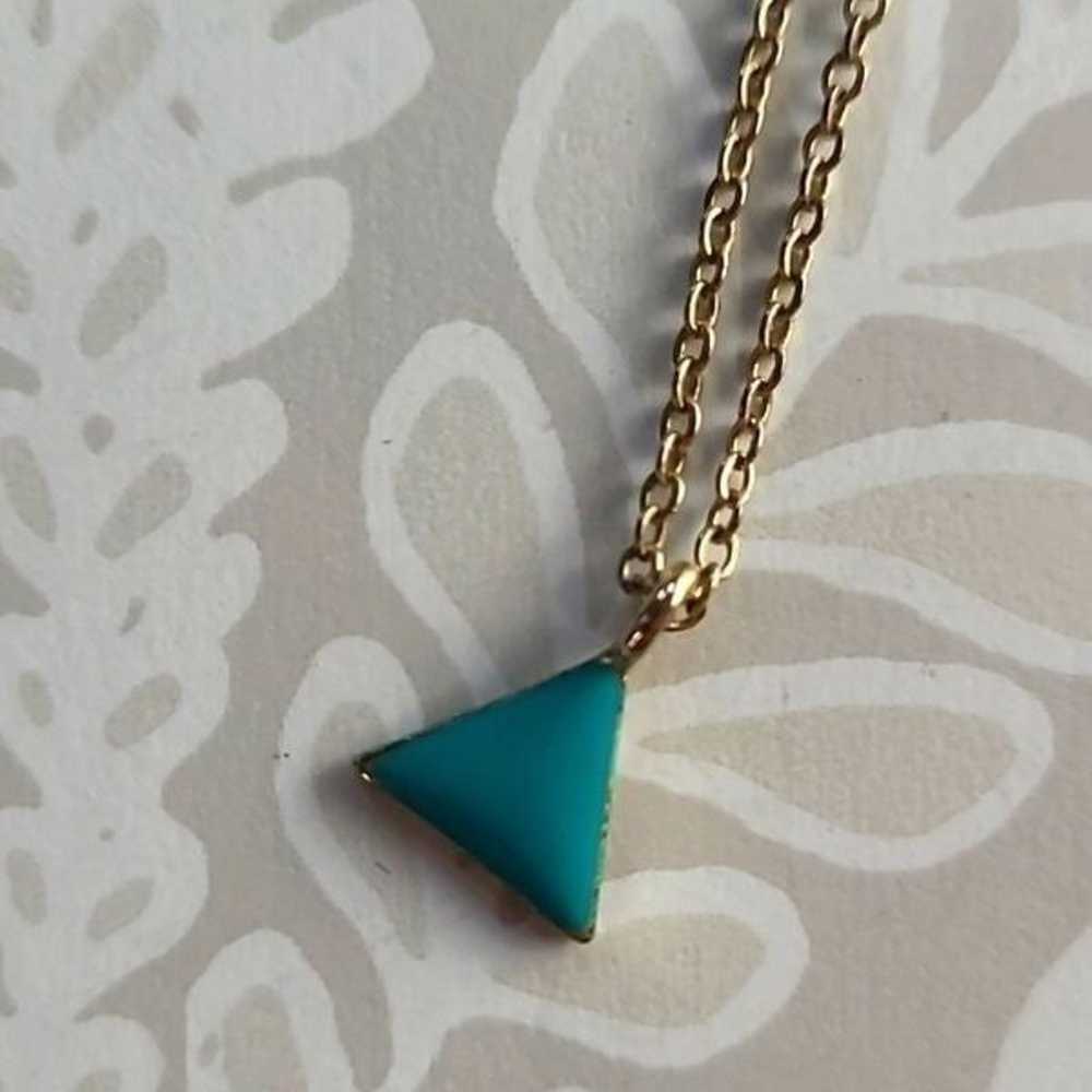 Dainty Y2K Bohemian Teal Triangle Collar Necklace - image 1