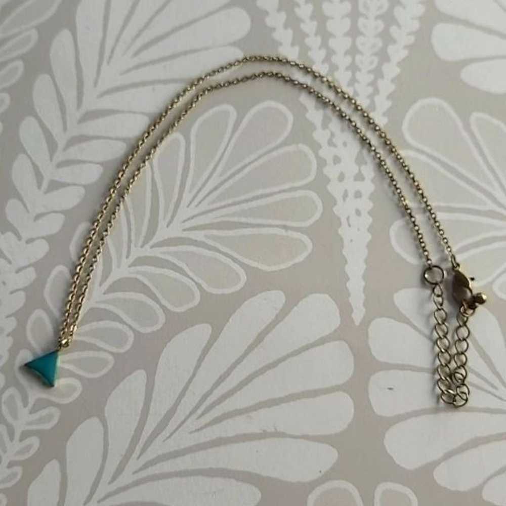 Dainty Y2K Bohemian Teal Triangle Collar Necklace - image 2