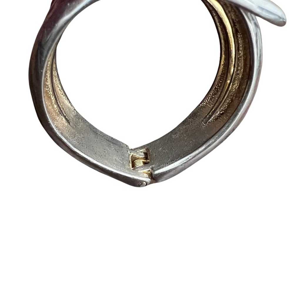 Vintage Two-toned Clamper Bracelet, Hinged Closure - image 10