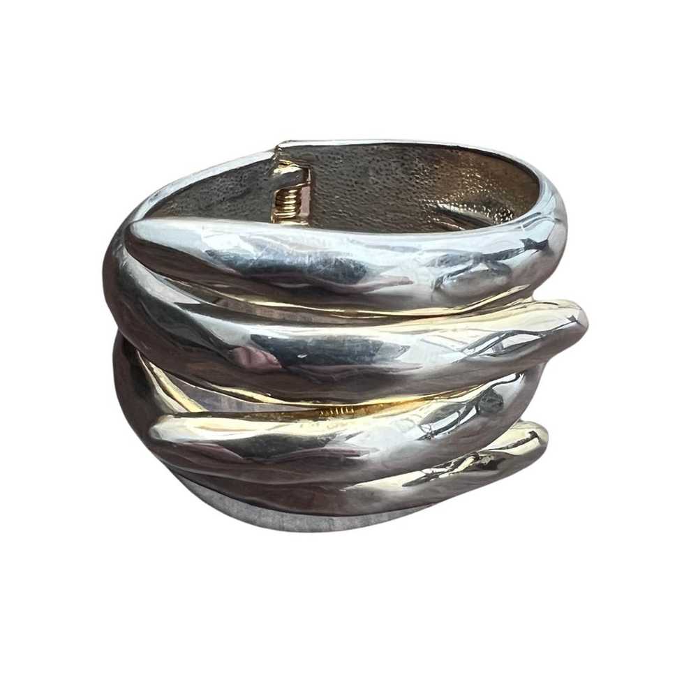 Vintage Two-toned Clamper Bracelet, Hinged Closure - image 3