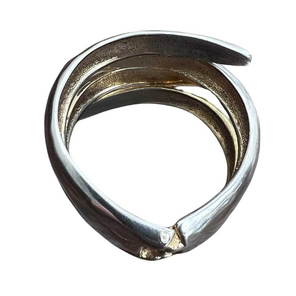 Vintage Two-toned Clamper Bracelet, Hinged Closure - image 6