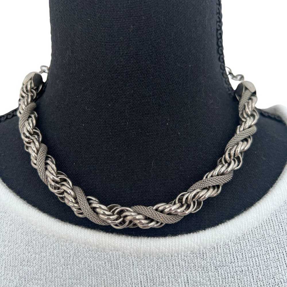 Rare Find Vintage Chunky Bold Choker Heavy Silver… - image 2