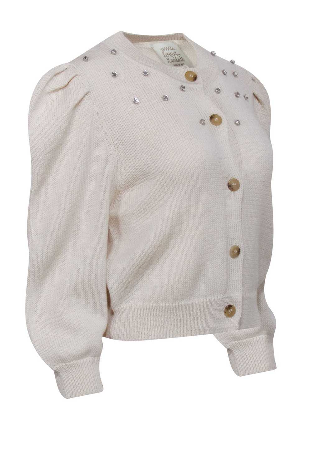 Loeffler Randall - Cream Wool Button Front Cardig… - image 2