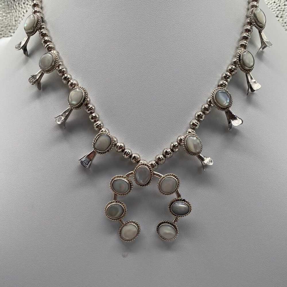 Vintage Native Sterling Silver Mother of Pearl Sq… - image 2