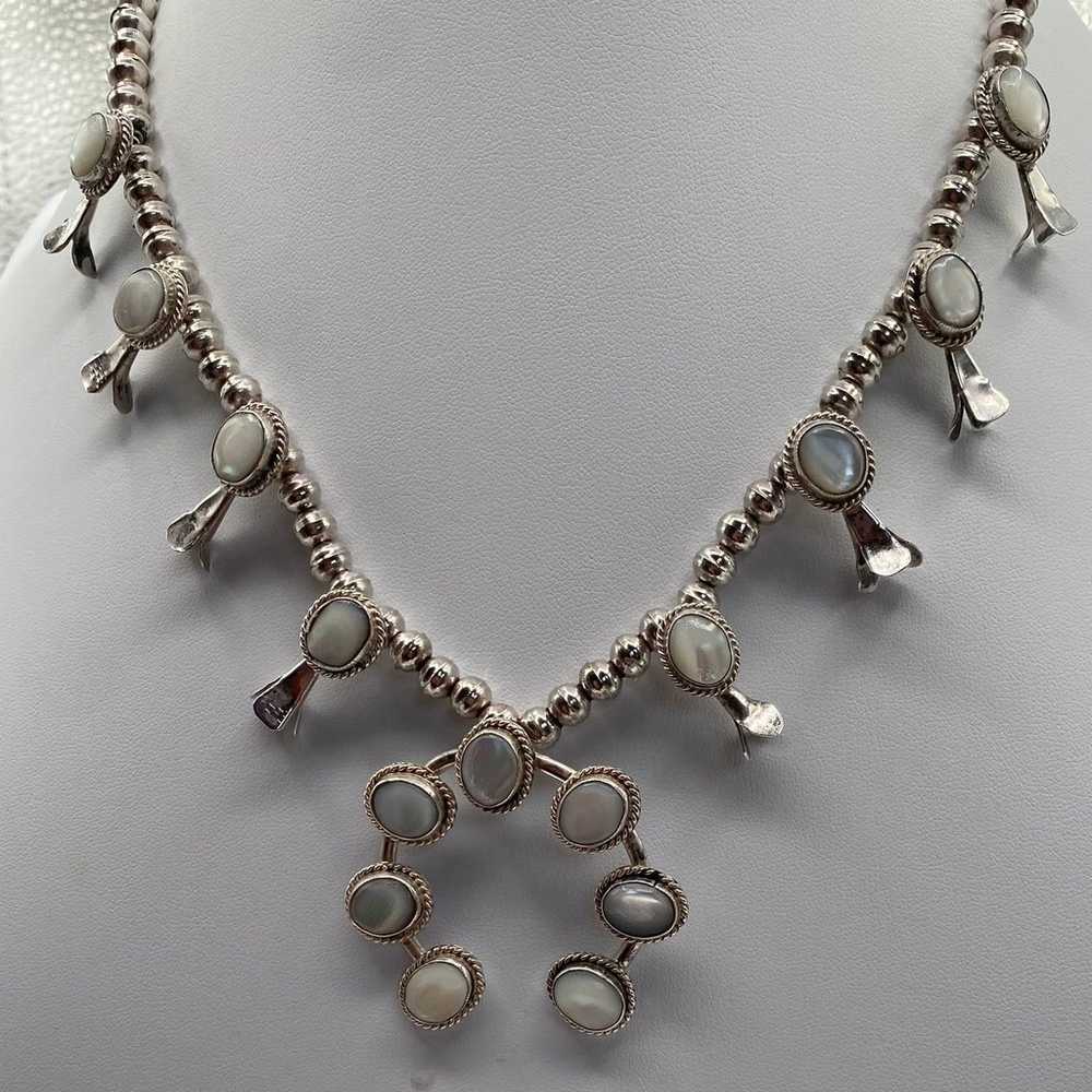 Vintage Native Sterling Silver Mother of Pearl Sq… - image 3