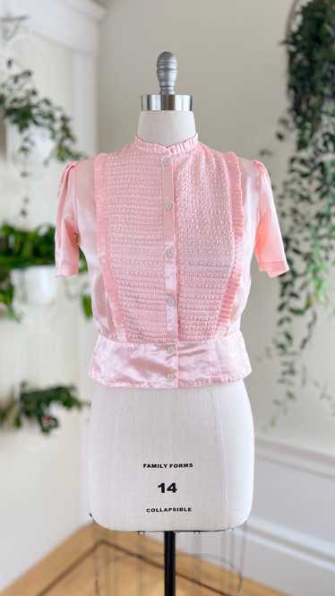 1970s-does-1940s Pink Satin Blouse | large
