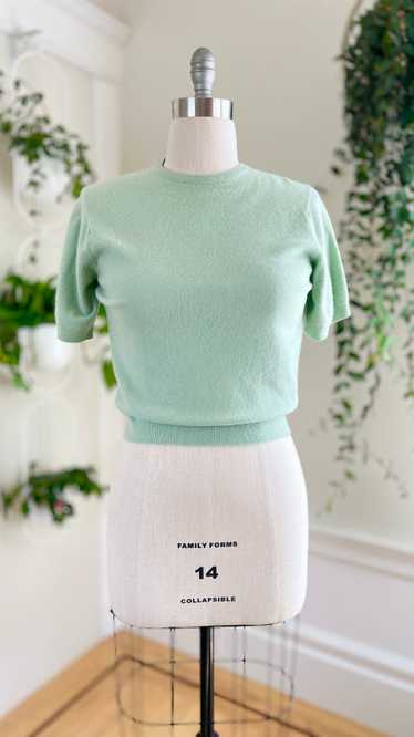 1940s 1950s Mint Green Cashmere Sweater | medium/l