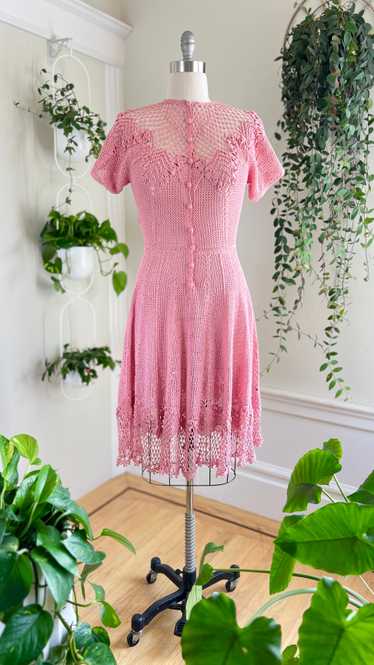 1970s-does-1930s Crochet Dress | small/medium
