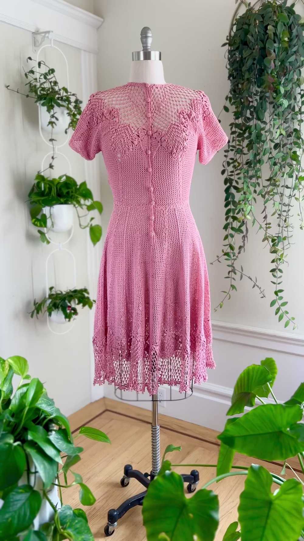 1970s-does-1930s Crochet Dress | small/medium - image 3