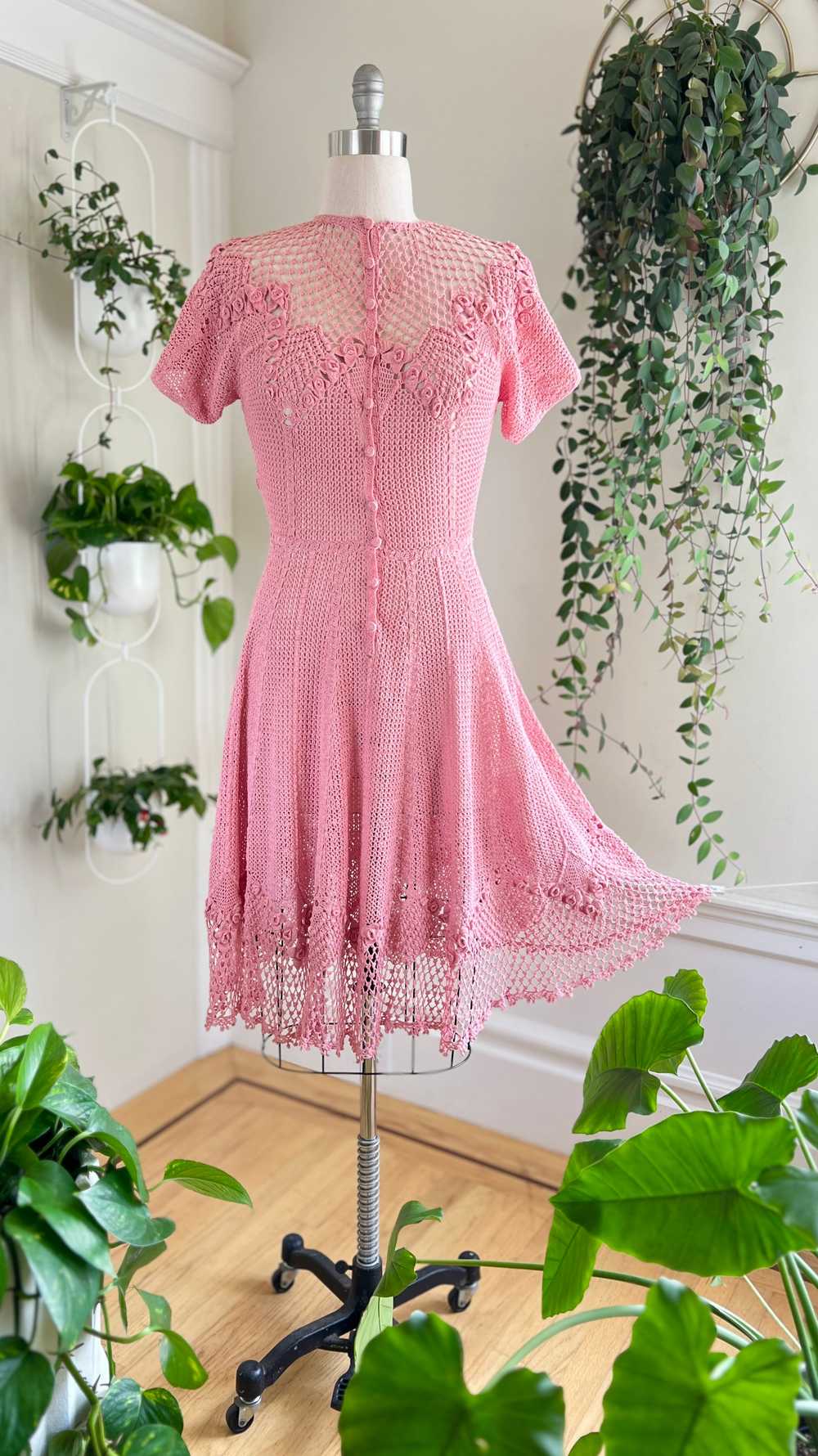 1970s-does-1930s Crochet Dress | small/medium - image 4