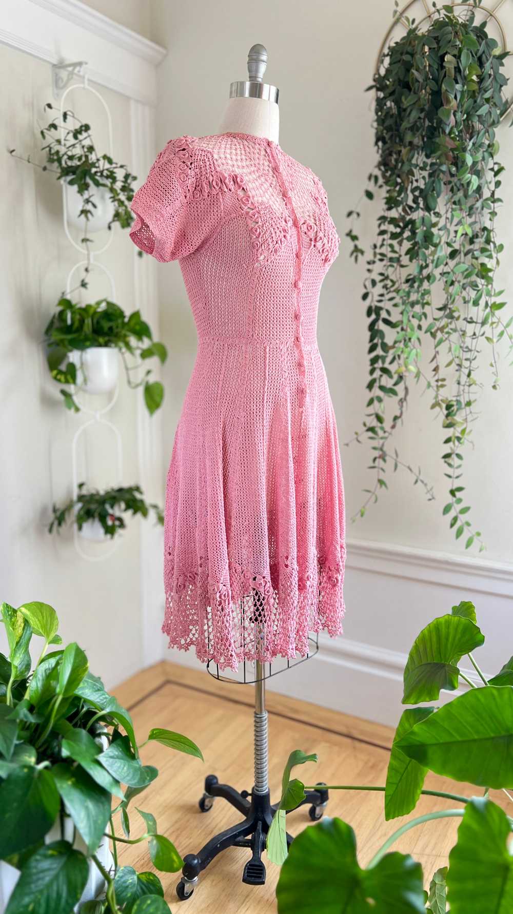 1970s-does-1930s Crochet Dress | small/medium - image 5