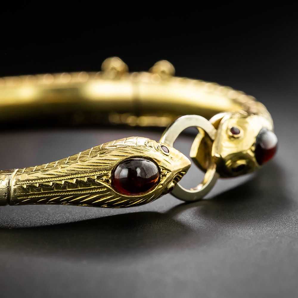 French Antique Garnet and Ruby Snake Bangle Brace… - image 3