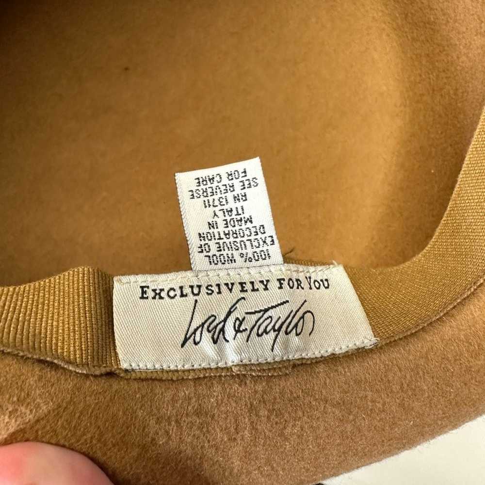 Lord & Taylor 100% Wool Tan Bow Round Hat - image 7