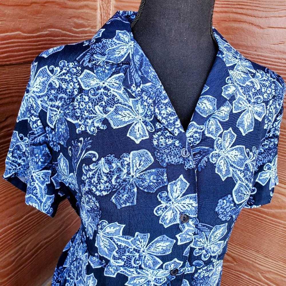 White Stag Blue Floral Buttondown Vintage Maxi Dr… - image 6