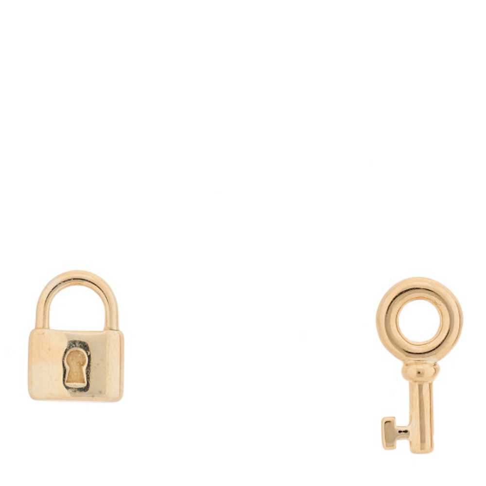 TIFFANY 18K Rose Gold Mini Key and Lock Earrings - image 1