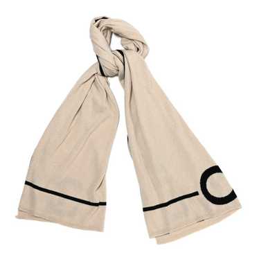 CHANEL Cashmere Cotton CC Scarf Beige Black - image 1