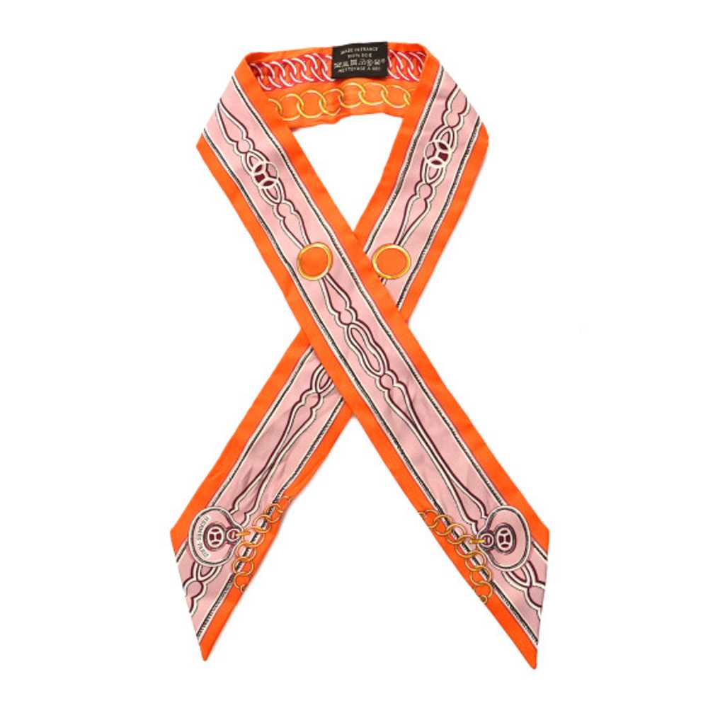 HERMES Silk Maillons Twilly Orange Vieux Rose Gold - image 1