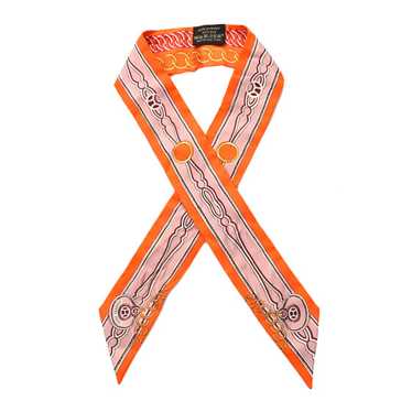 HERMES Silk Maillons Twilly Orange Vieux Rose Gold - image 1