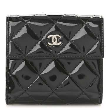 CHANEL Patent Quilted Compact French Flap Wallet … - image 1