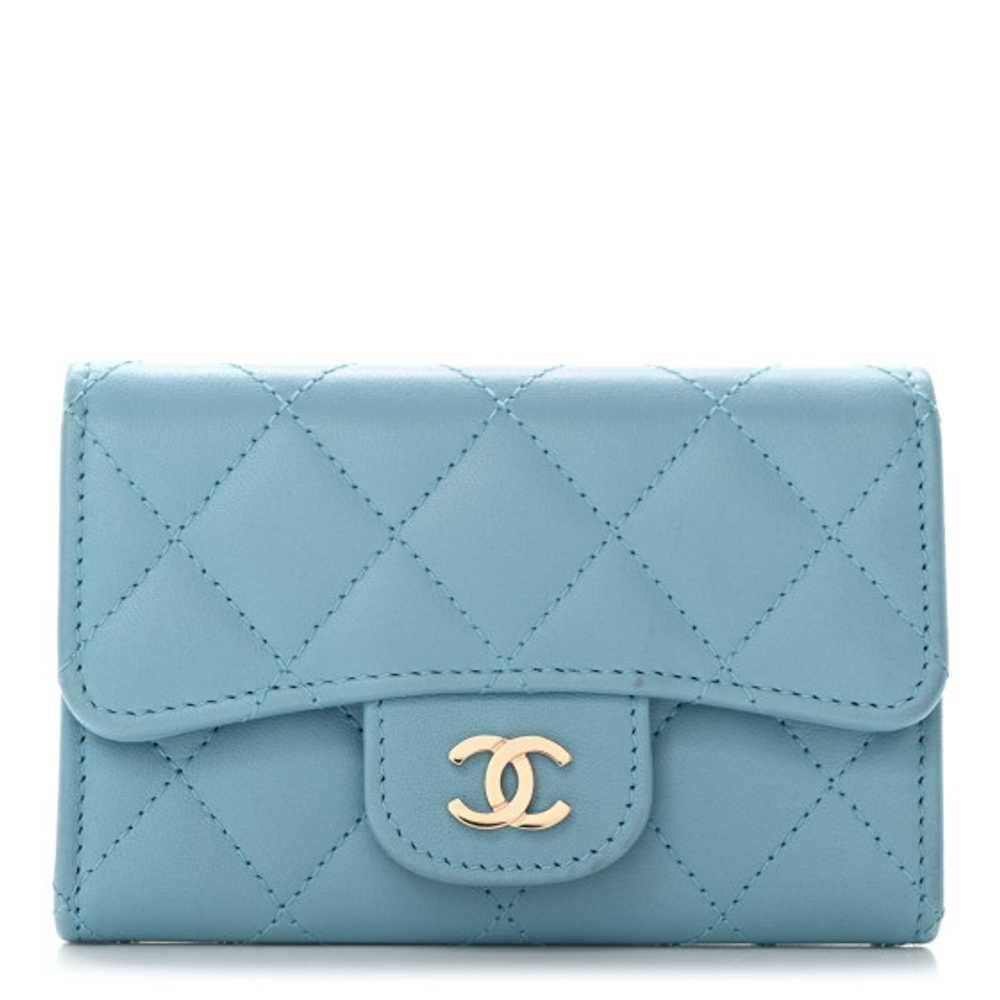 CHANEL Lambskin Quilted Flap Card Holder Wallet L… - image 1