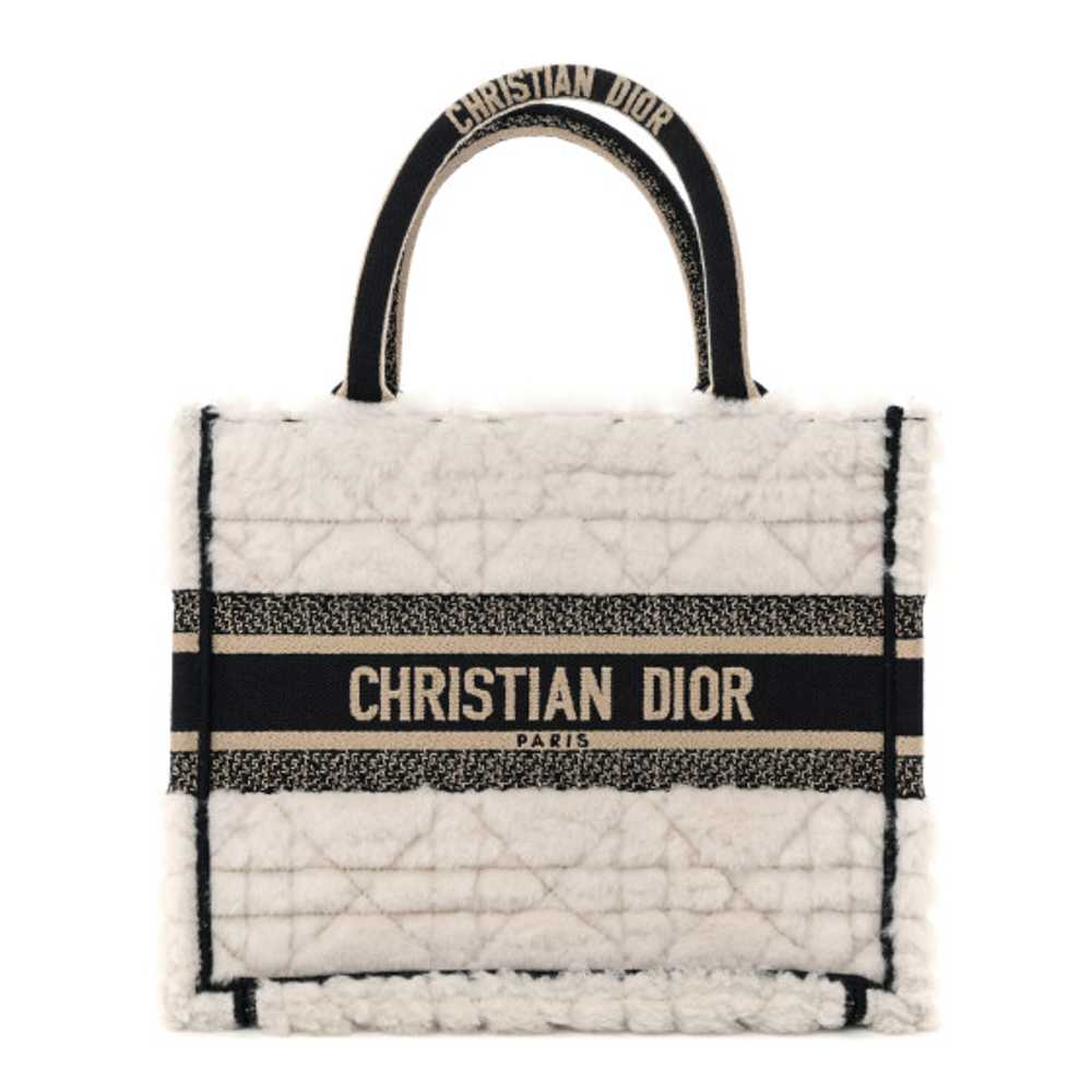 CHRISTIAN DIOR Shearling Cannage Small Book Tote … - image 1