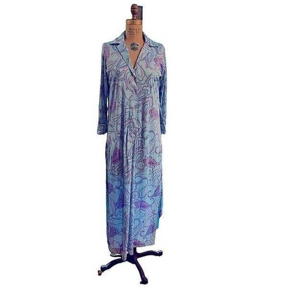 Vintage Paisley Print Maxi Shirt Dress - image 2