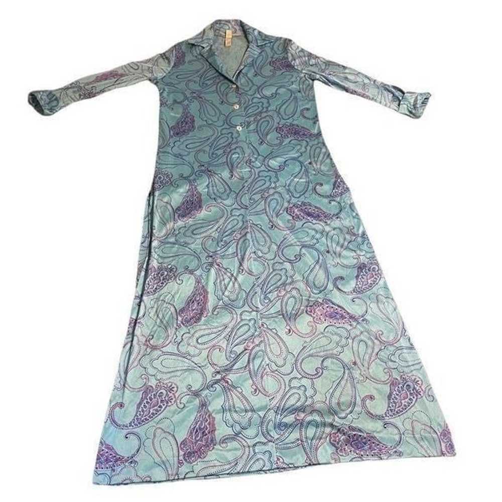 Vintage Paisley Print Maxi Shirt Dress - image 5