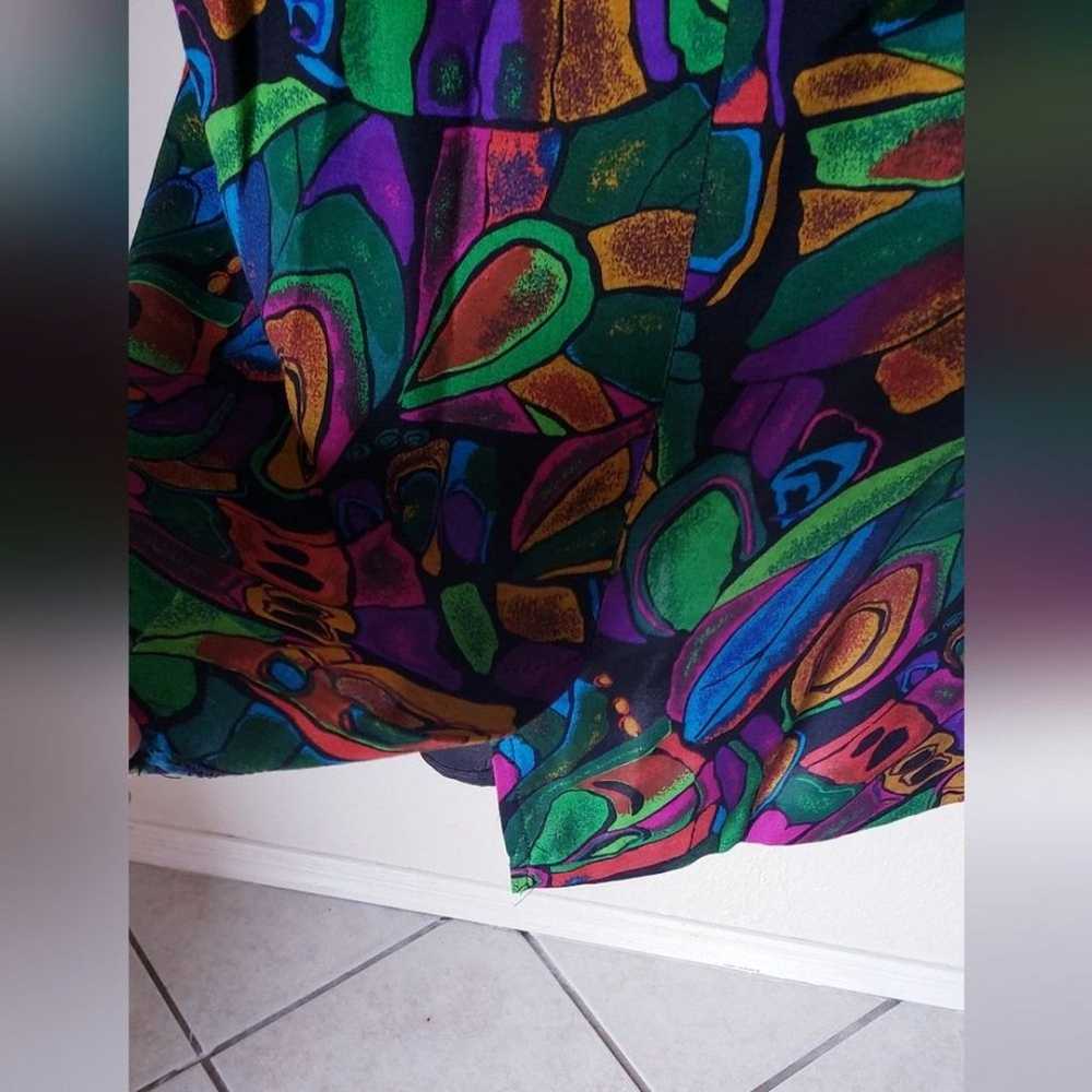 80's Colorful Vintage Sleeveless Dress Size 14 - image 4