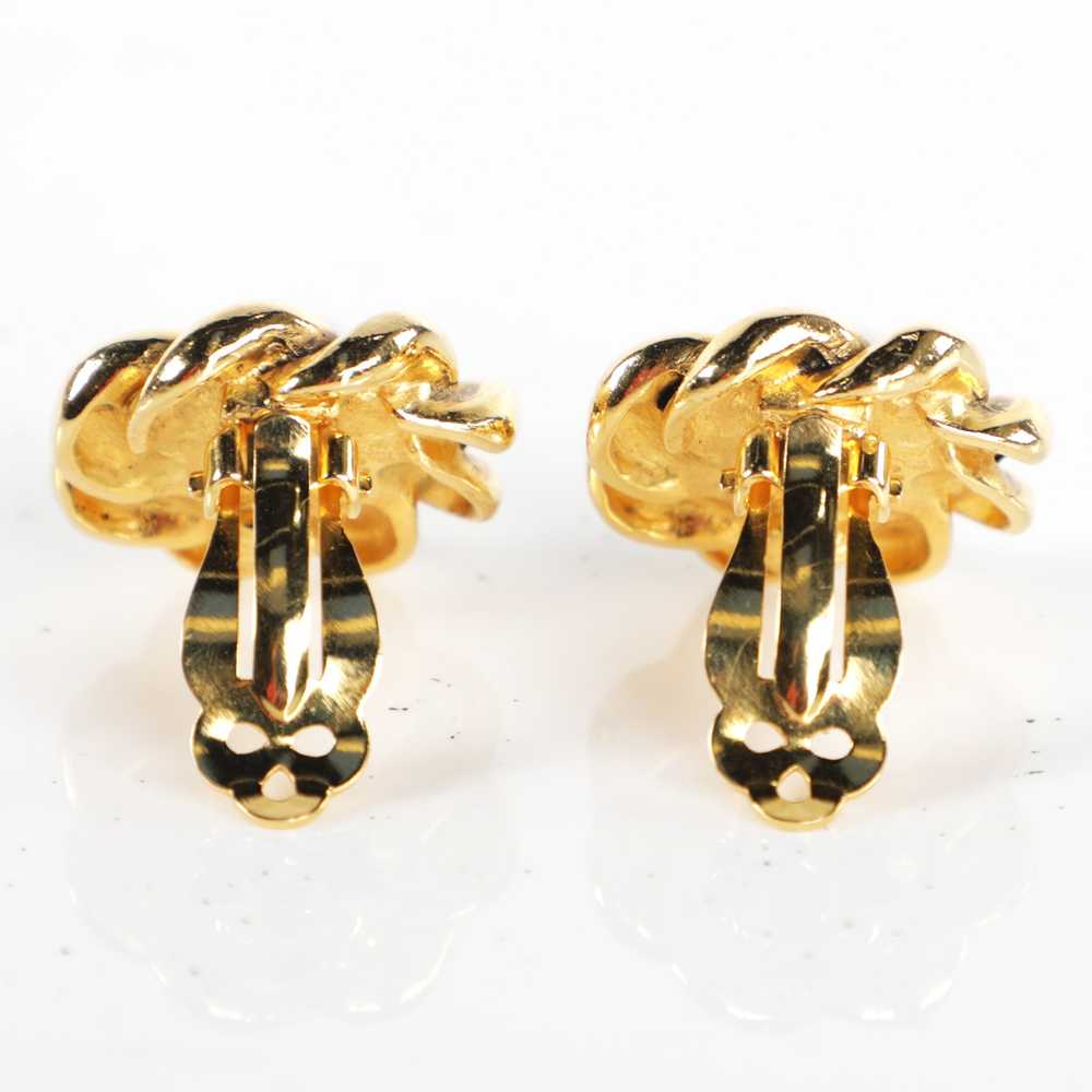 Vtg 90s CHANEL Pearl Rope Frame Clip On Earrings - image 5