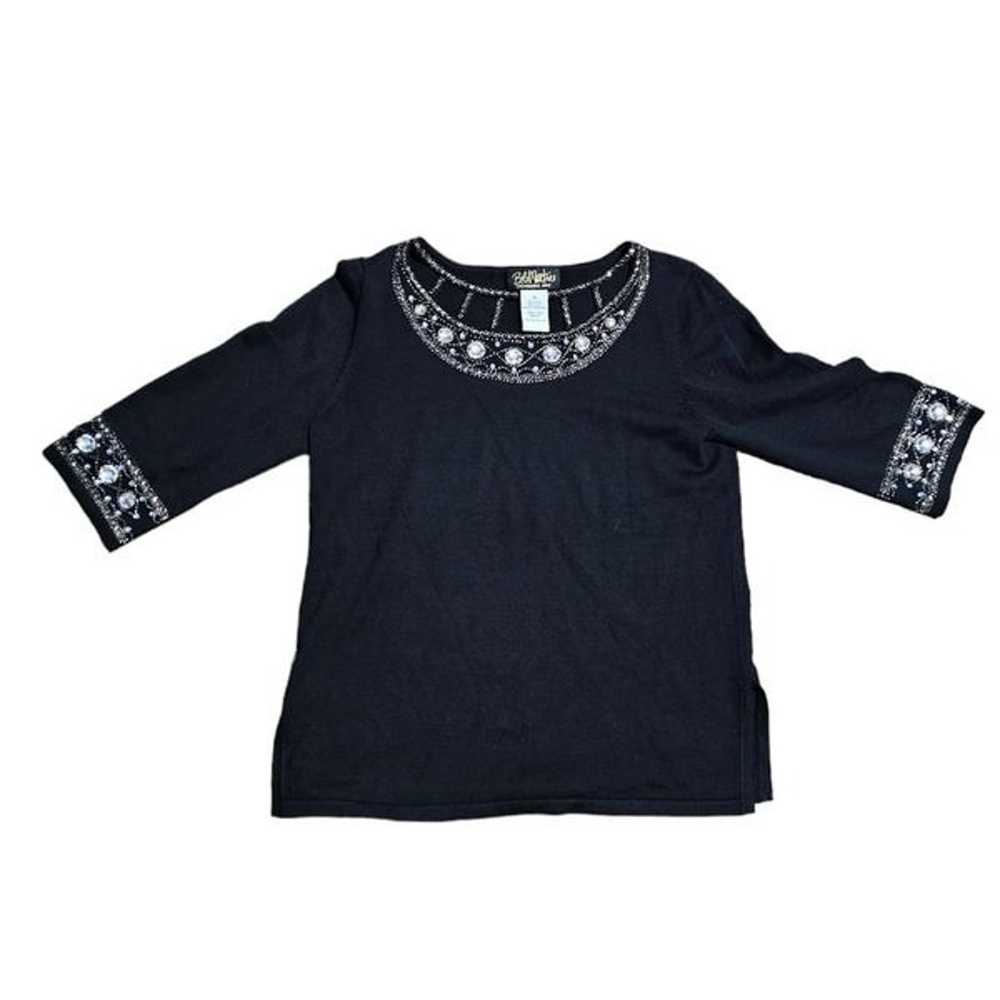 Women's BOB MACKIE Wearable Art Beaded Sweater Me… - image 1