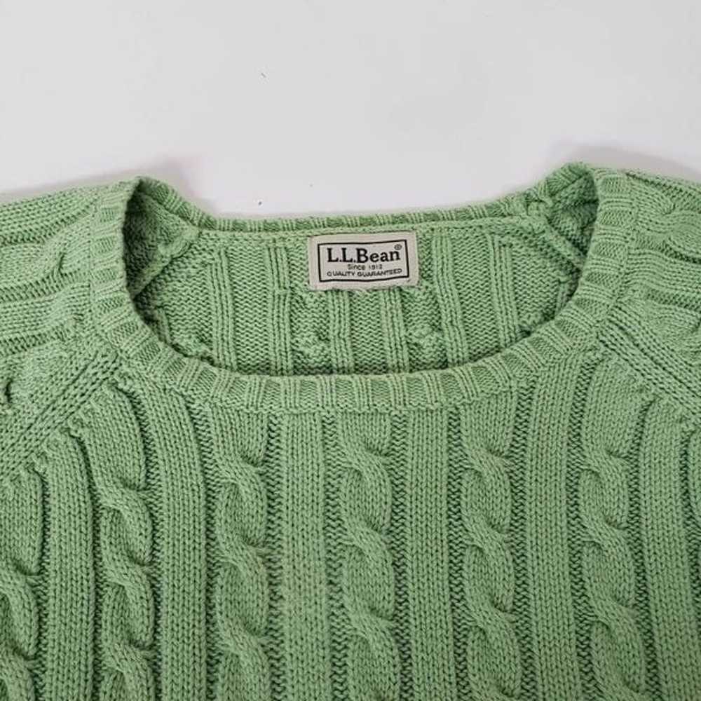 LL Bean Sweater Cable Knit Fisherman Crew Neck Gr… - image 9