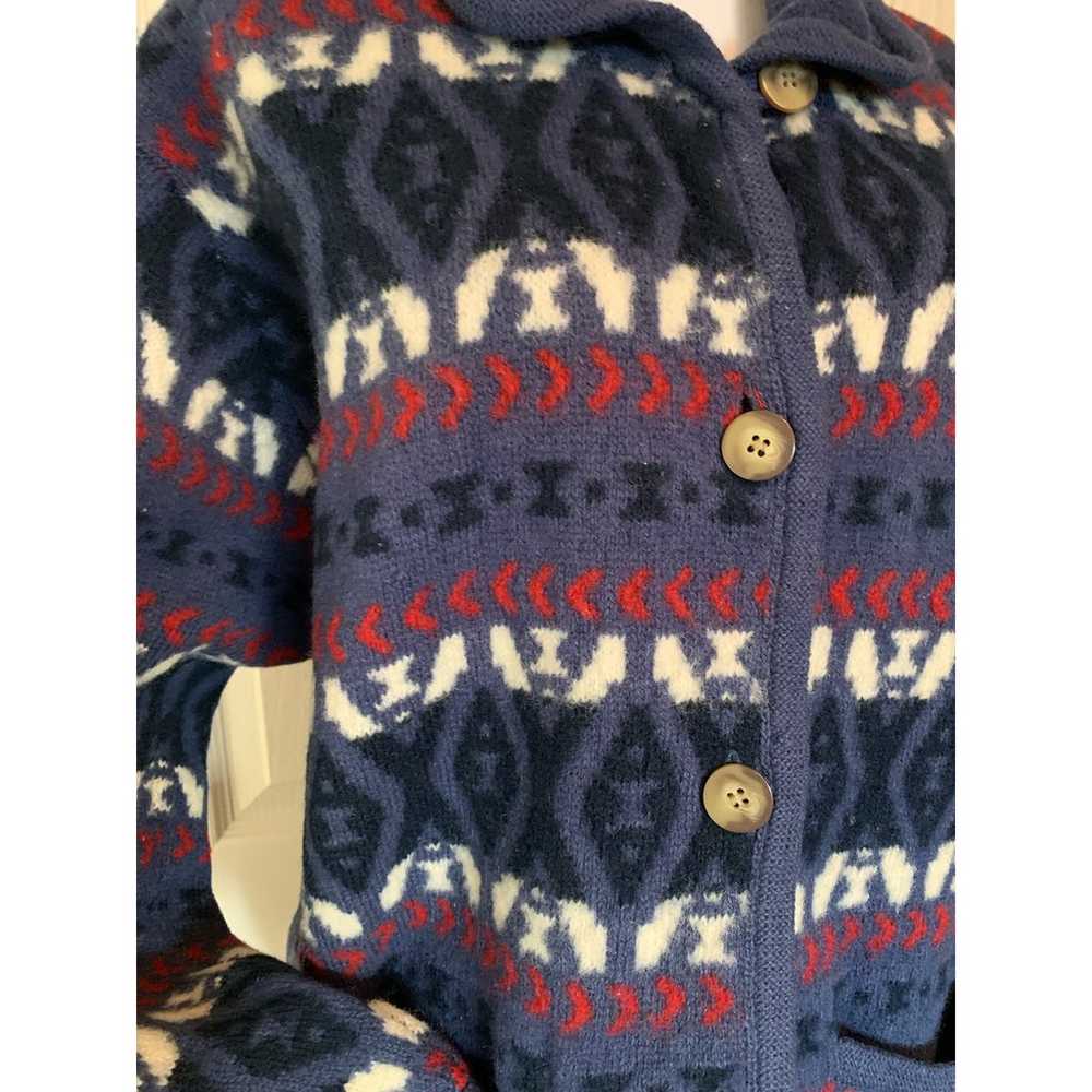 Laura Ashley vintage cardigan wool, blue red, whi… - image 4
