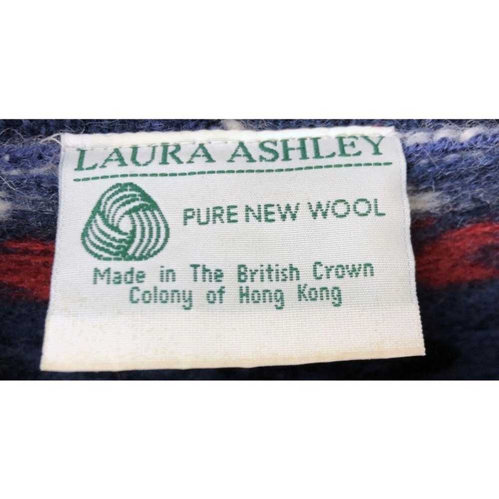 Laura Ashley vintage cardigan wool, blue red, whi… - image 5