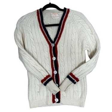 Vintage Wool Cable Knit Varsity Sweater | Size M