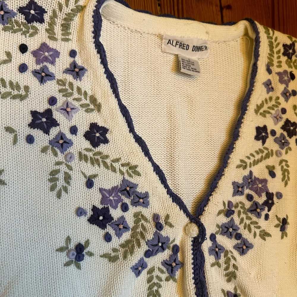 Alfred Dunner vintage purple floral knit embroide… - image 2