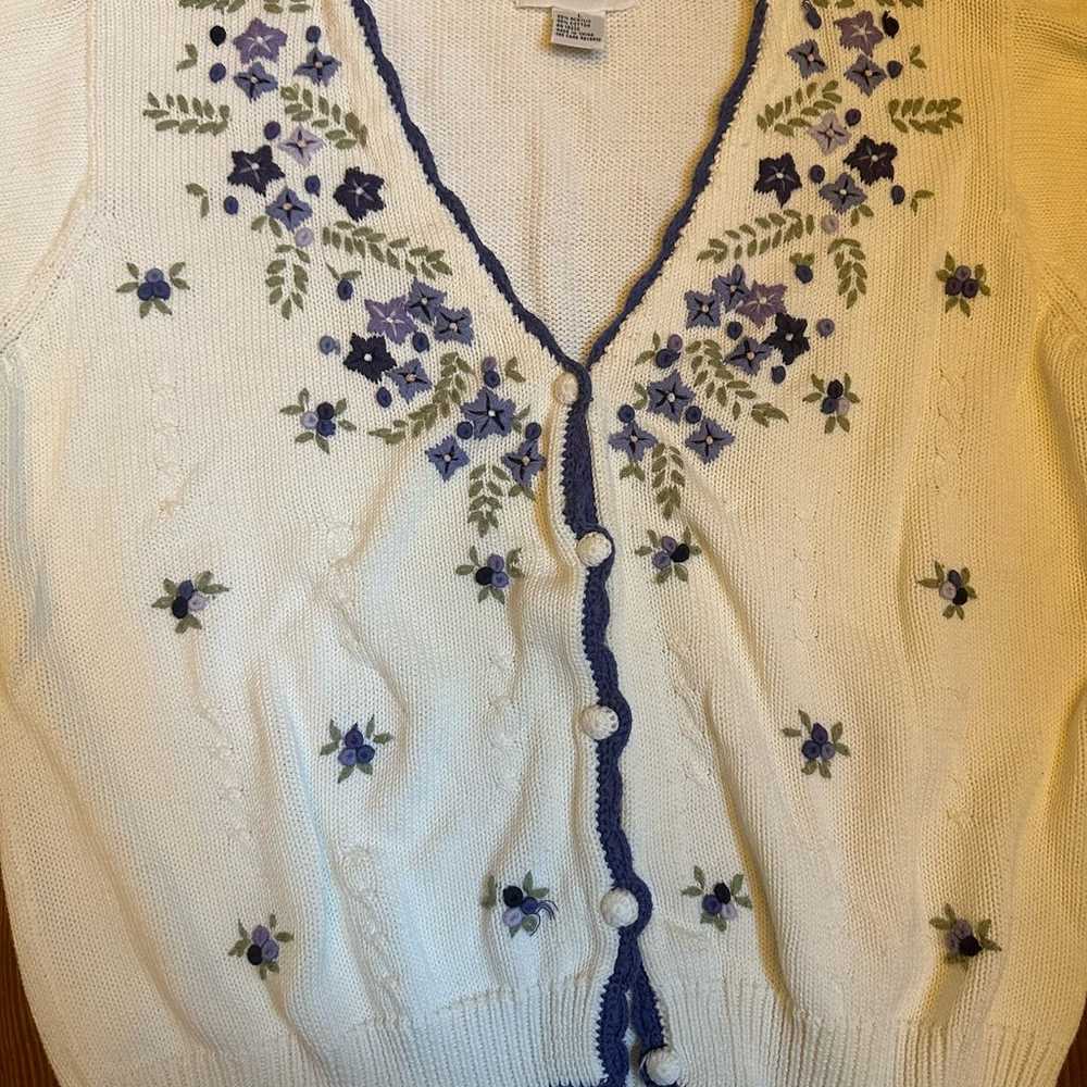 Alfred Dunner vintage purple floral knit embroide… - image 3