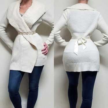 Vintage Brioche Off-White Knit Faux Fur Ultrasued… - image 1